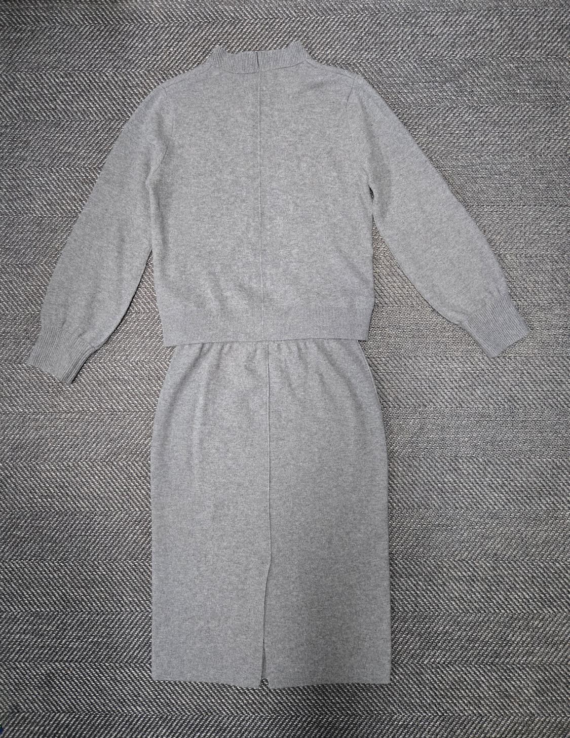 한섬 시스템 SYSTEM  회색 니트 투피스 세트 모100% 티 스커트 상품이미지2