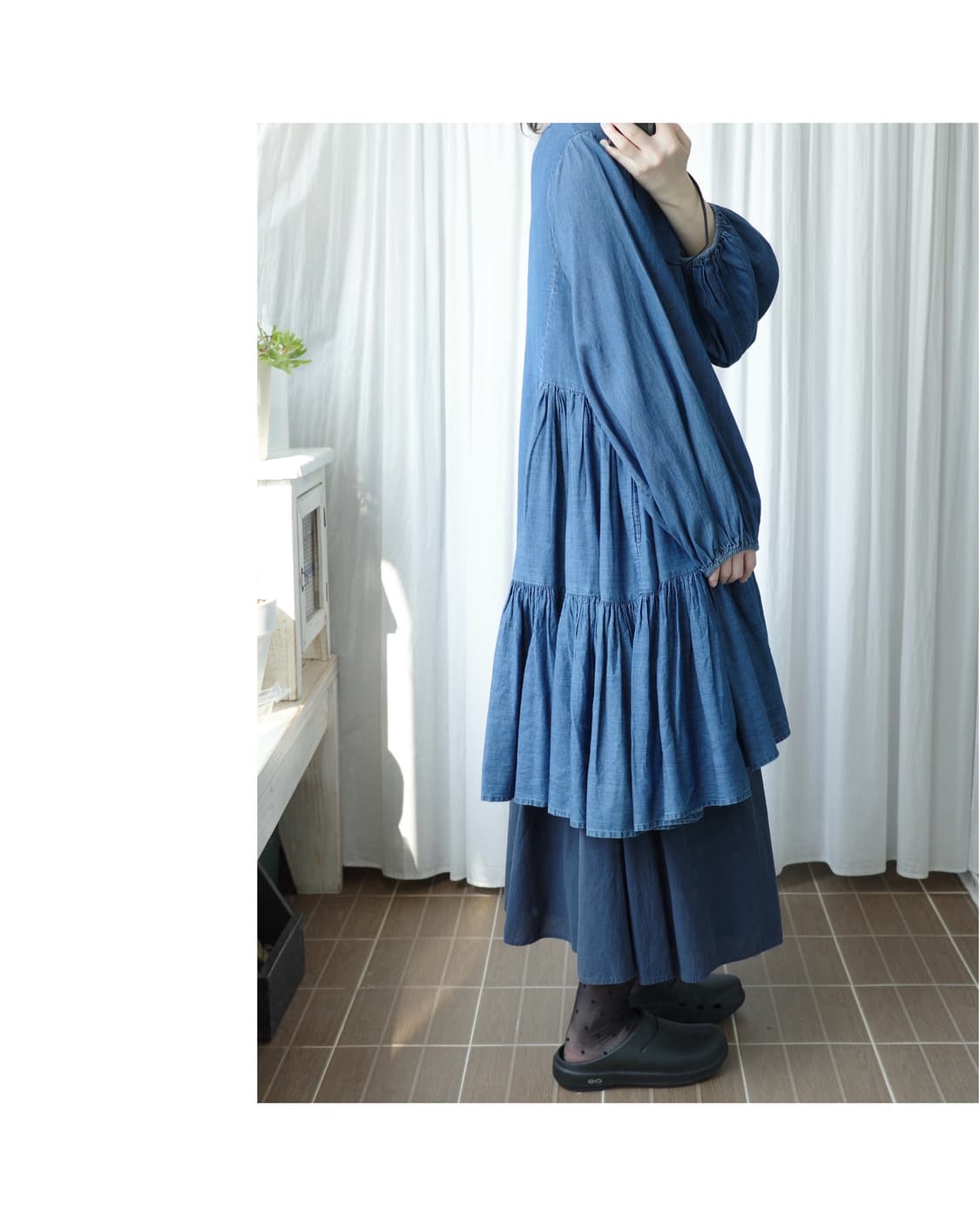 Merlette denim shirring one-piece 상품이미지7