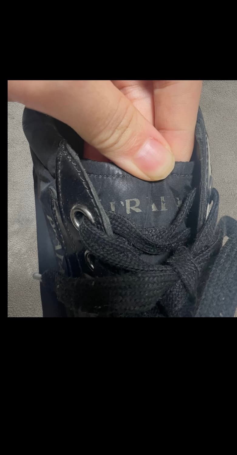 255~260) 프라다 스포츠 로고 레더 나일론 스니커즈 신발 블랙 상품이미지7