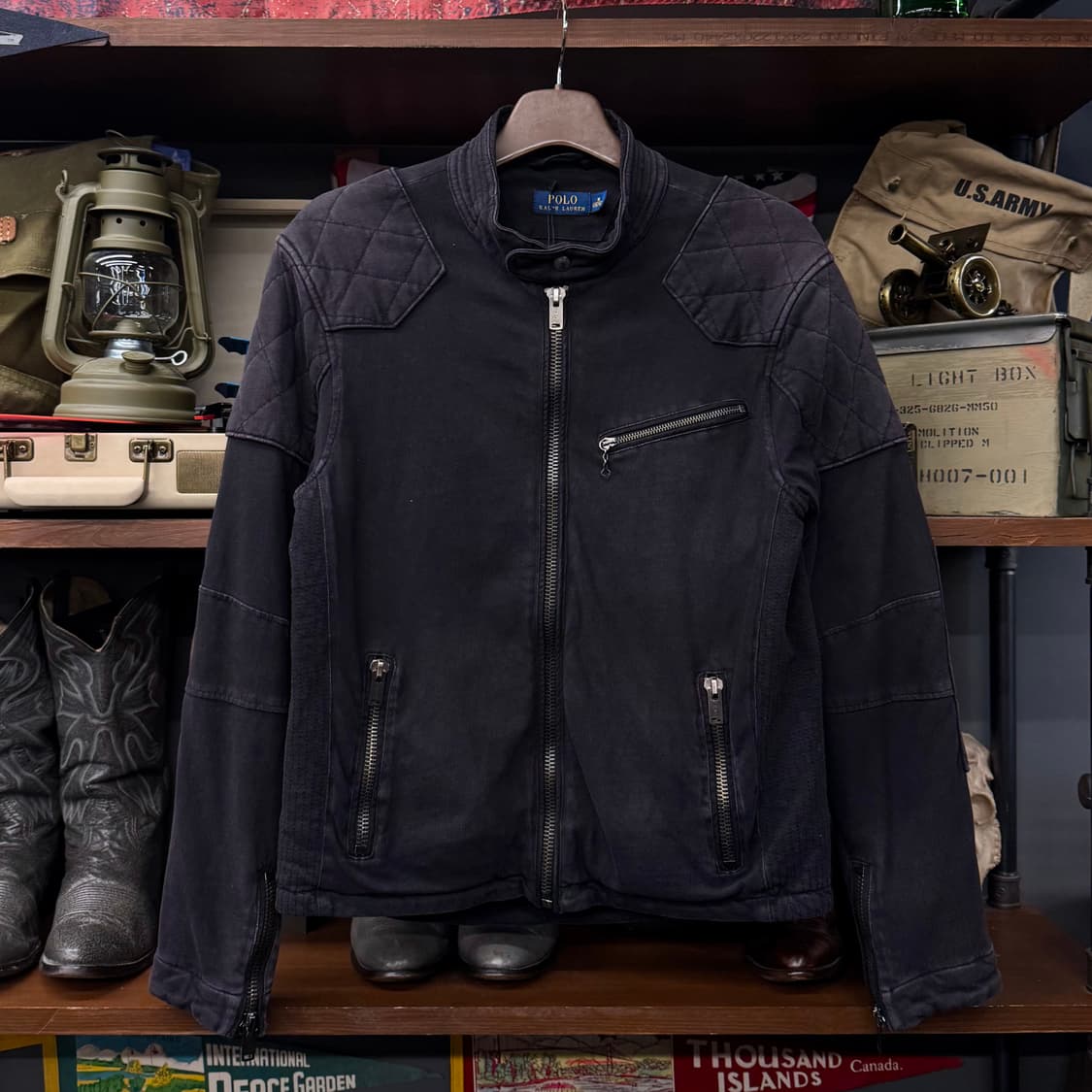 폴로 랄프로렌 신형 라벨 피그먼트 워싱 코튼 바이커 라이더 자켓 N238 상품이미지1