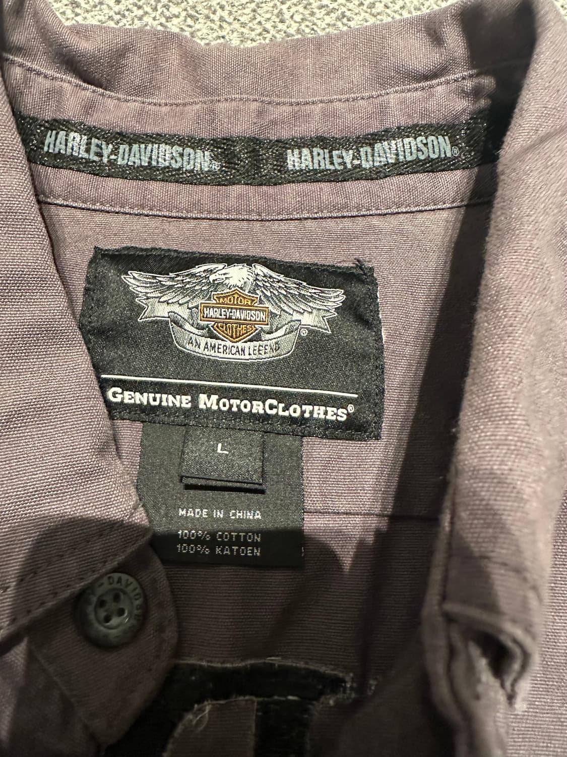 할리데이비슨 스컬 슬리브리스 셔츠 L 상품이미지4