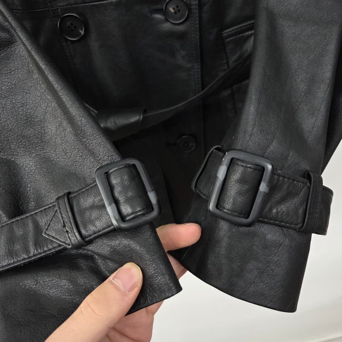 City Gee 블랙 소가죽 트렌치 코트 여S 상품이미지3