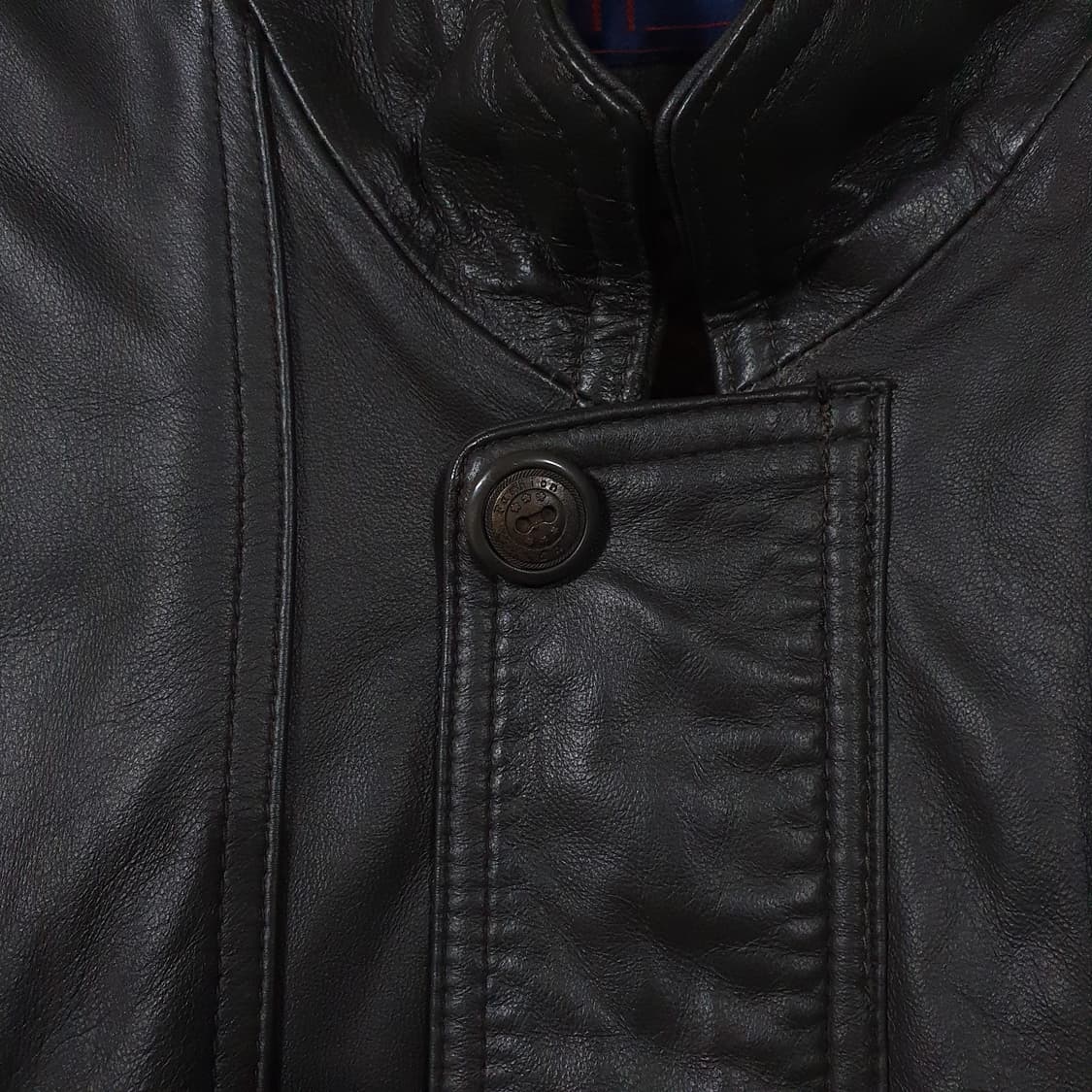 95 (M) HUNKY 고급 양가죽 블루종 램스킨 레더 봄버 블락 자켓 상품이미지5