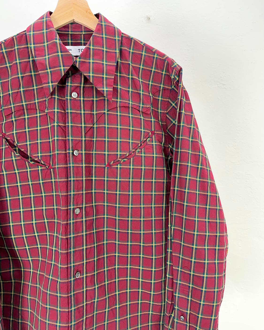 토가 투 웨스턴 레드 플라이드 체크 코튼 셔츠 상품이미지3