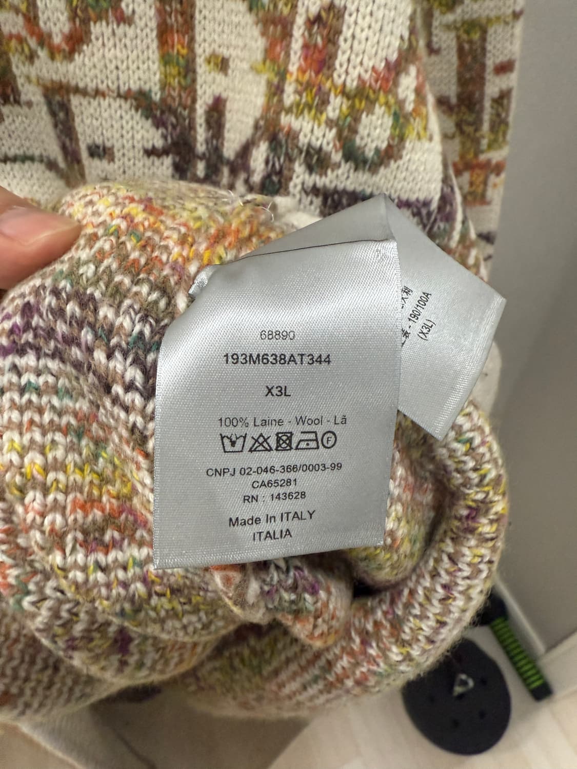 디올 옴므 오블리크 CD 블랙 레인보우 멀티컬러 니트 상품이미지3