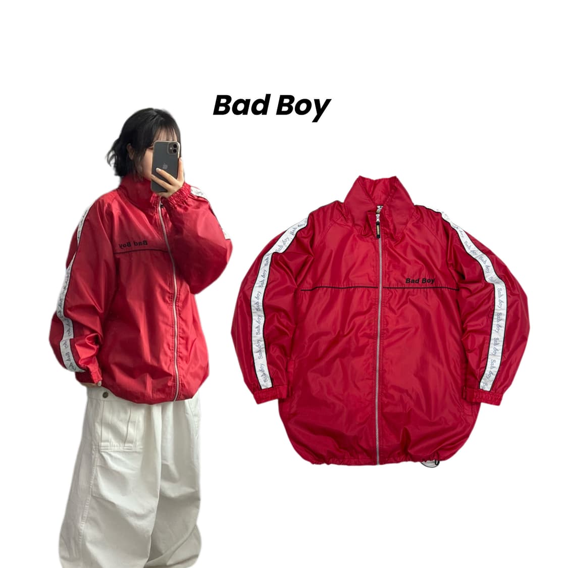 배드보이 제팬 빅로고 올드스쿨 사이드라인 바람막이 자켓 상품이미지1