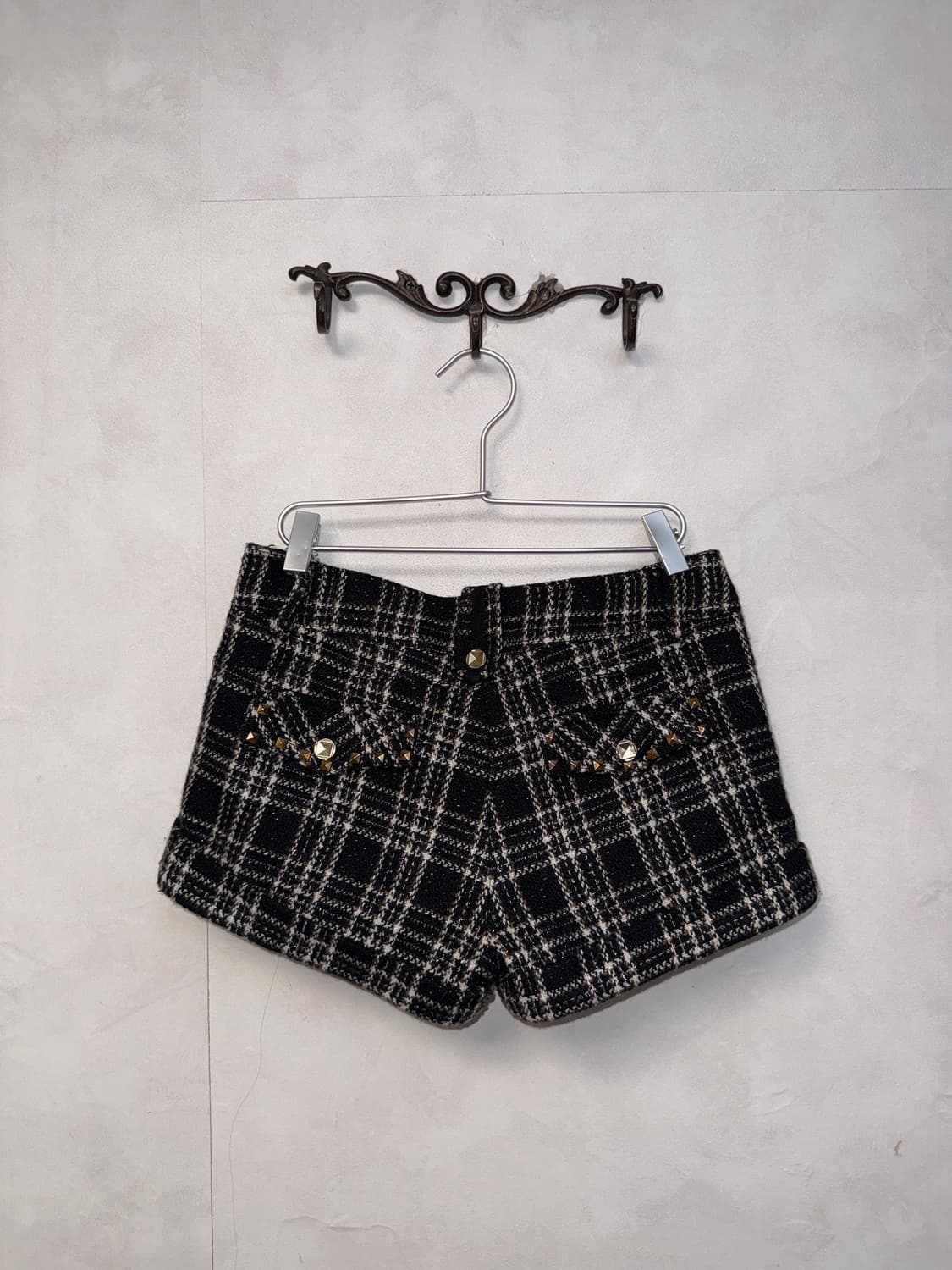 GGPX black gold tweed stud wool shorts 상품이미지3