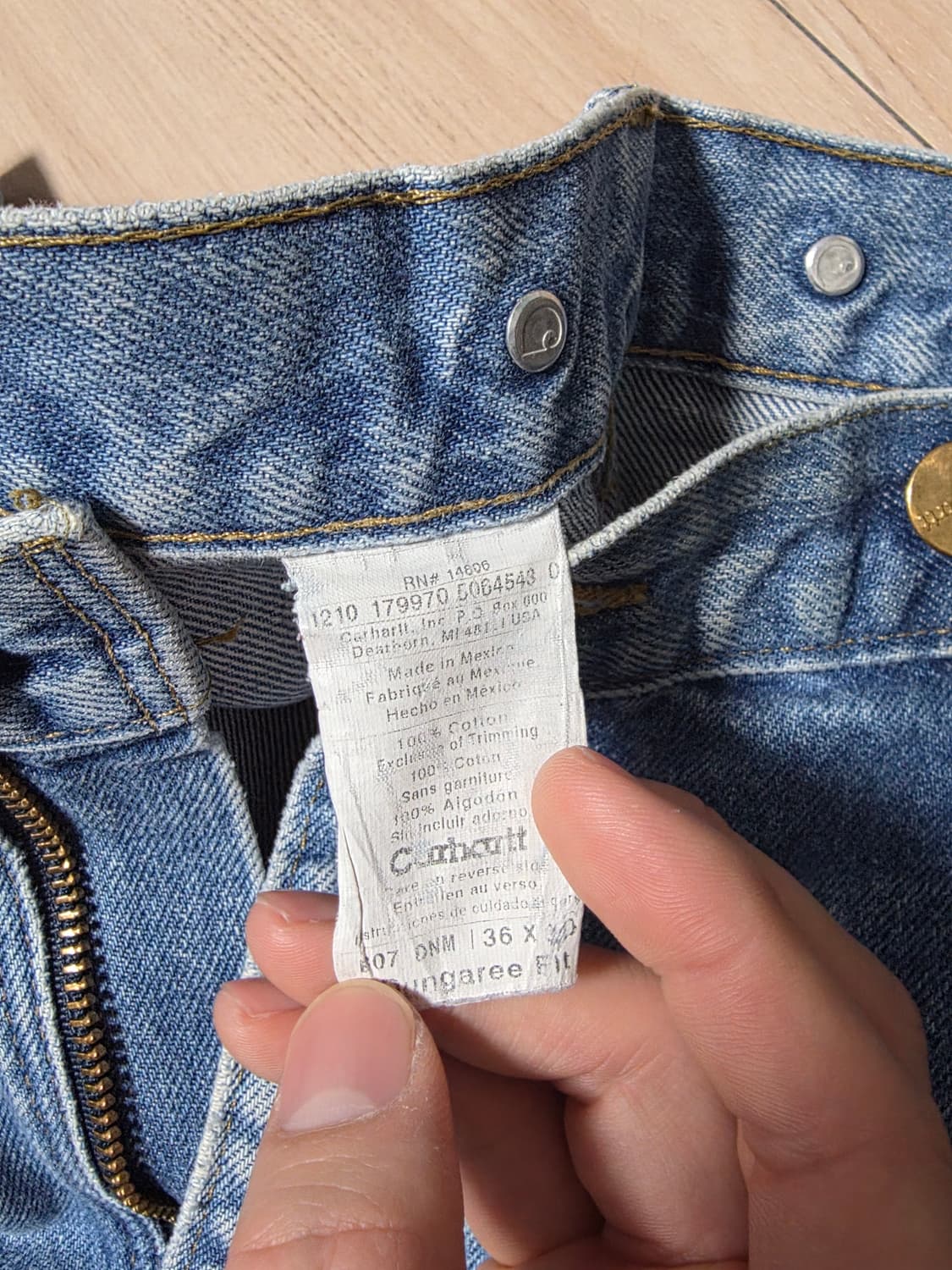 [35"] 빈티지 칼하트 더블니 데님팬츠 팝니다 상품이미지6