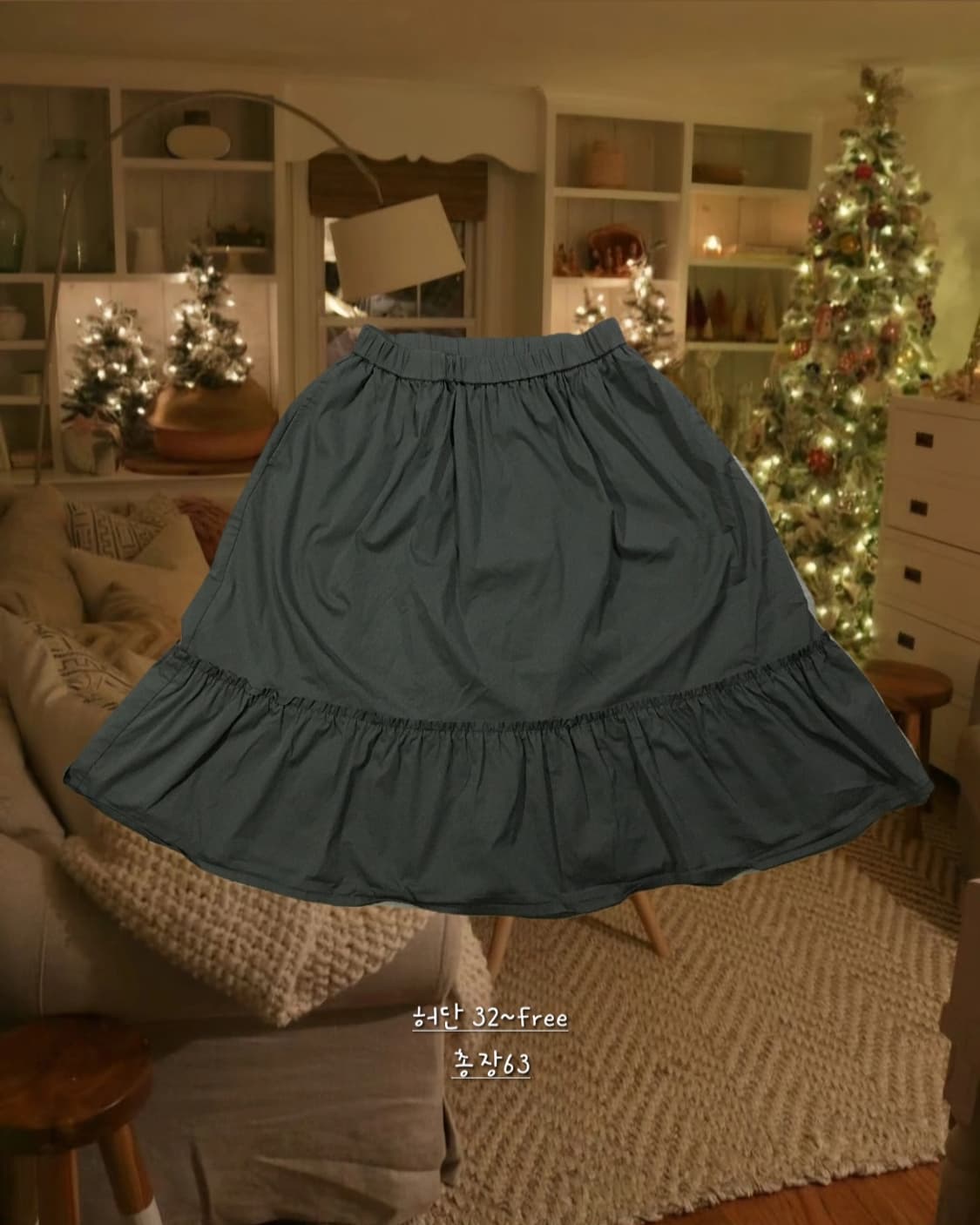 빈티지 카키 프릴 스커트 상품이미지2