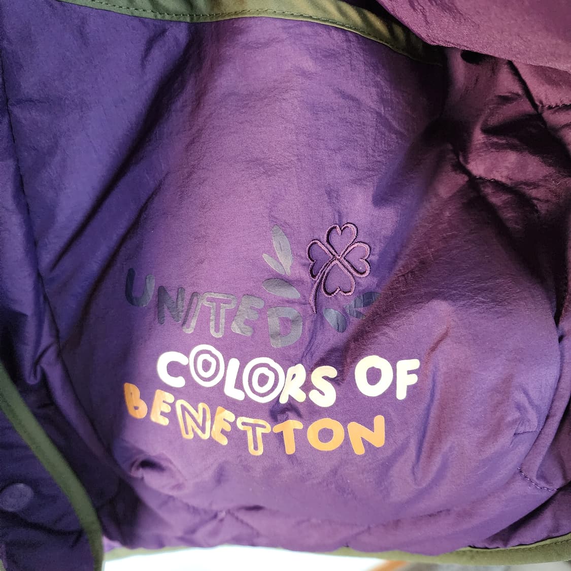 베네통 리버시블 카키색 숏 패딩 점퍼 상품이미지5