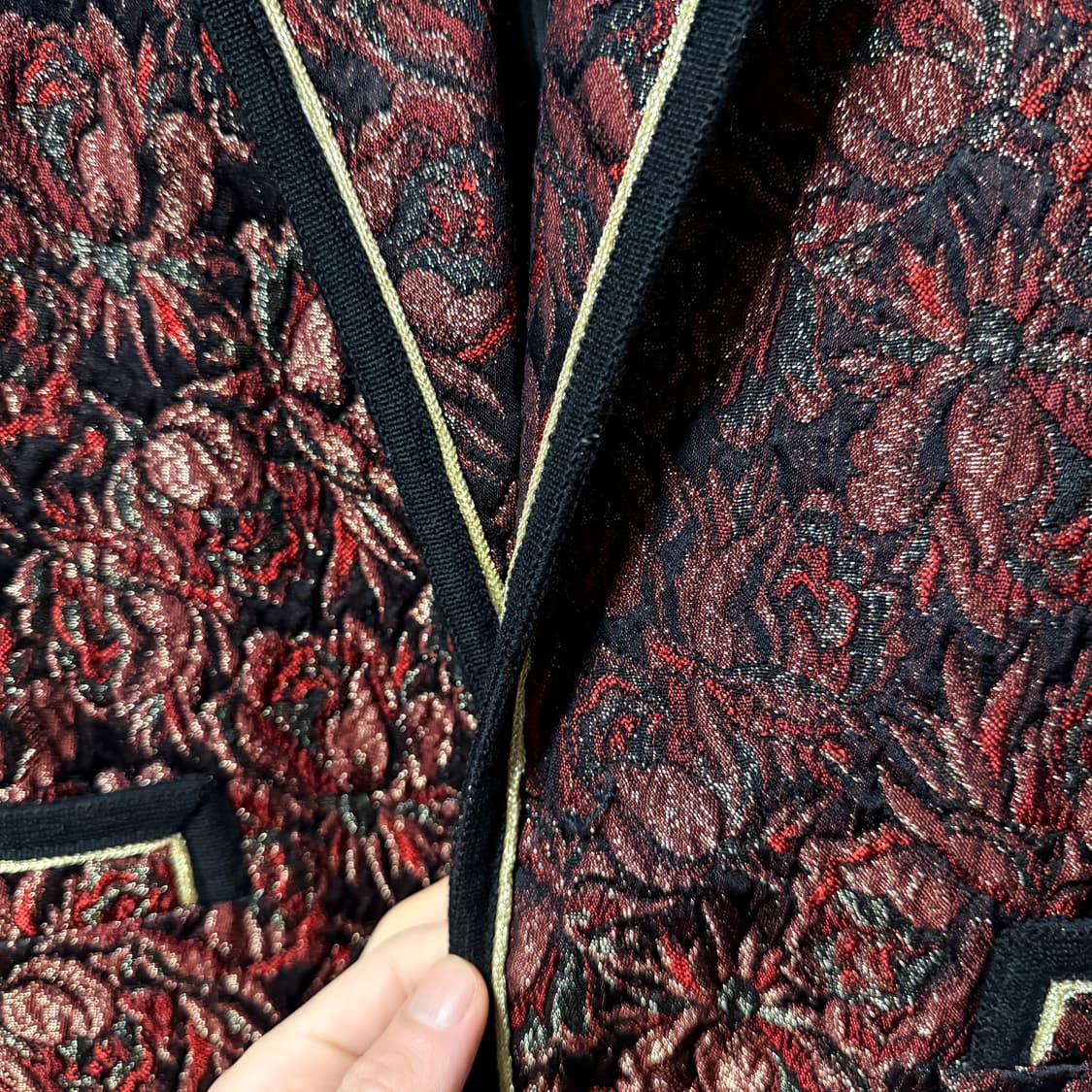 VTG 빈티지 플라워 올 자수 패턴 금장 자켓 상품이미지5
