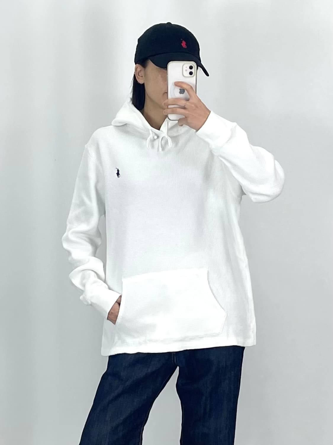 [L]폴로 네이비포니 화이트 와플 후드티CK9777 상품이미지1