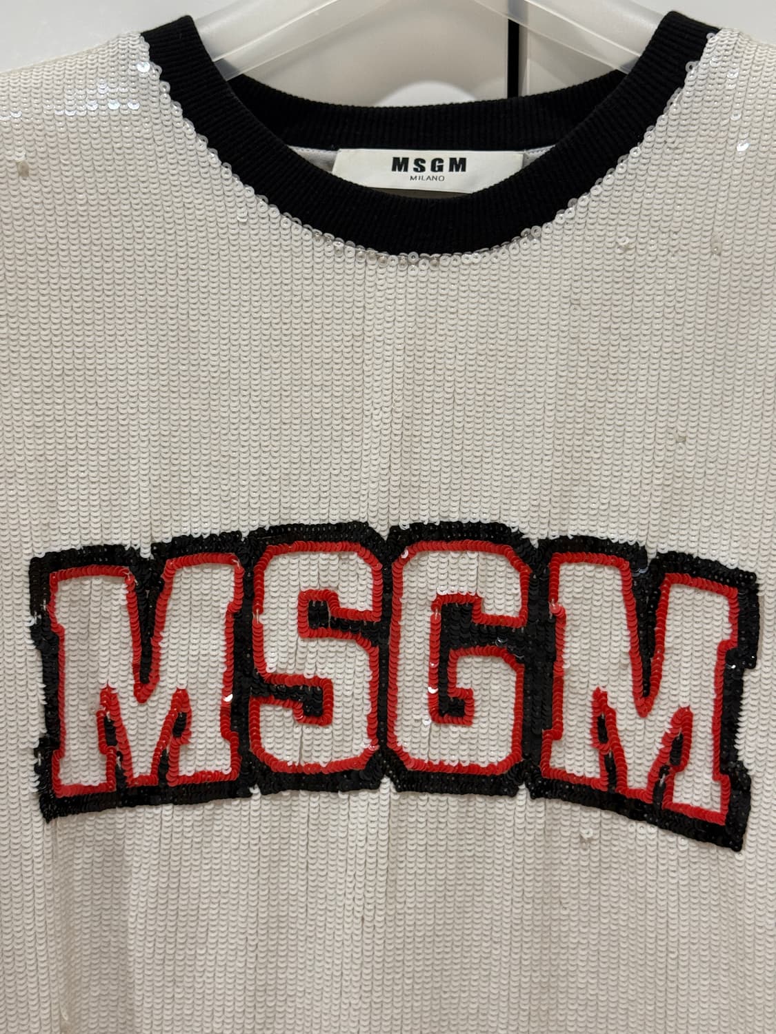 MSGM 화이트 스팽글 로고 반팔 티셔츠 38 상품이미지2