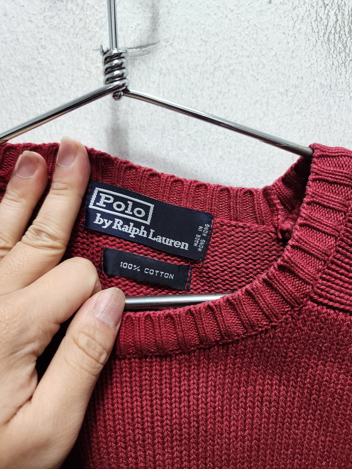 폴로 랄프로렌 헤비코튼 버건디 니트 스웨터 상품이미지3