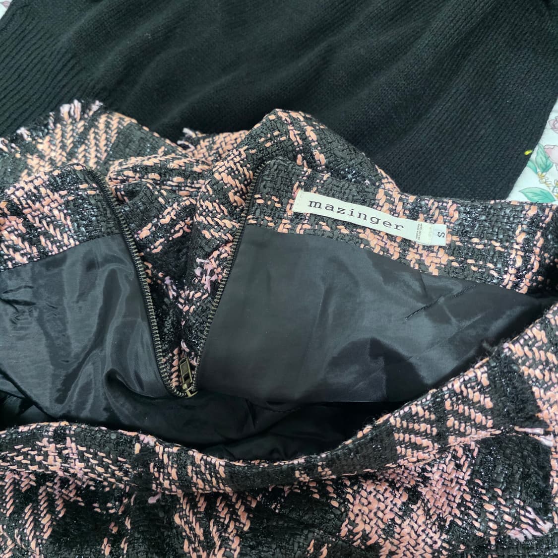 빈티지) 블랙x핑크 양지뢰계 캐캐체깔 로맨틱 트위드갸루 캉캉 체크 스커트 상품이미지7