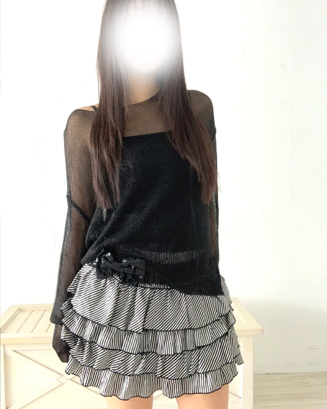 Feminine black net long sleeve 상품이미지6