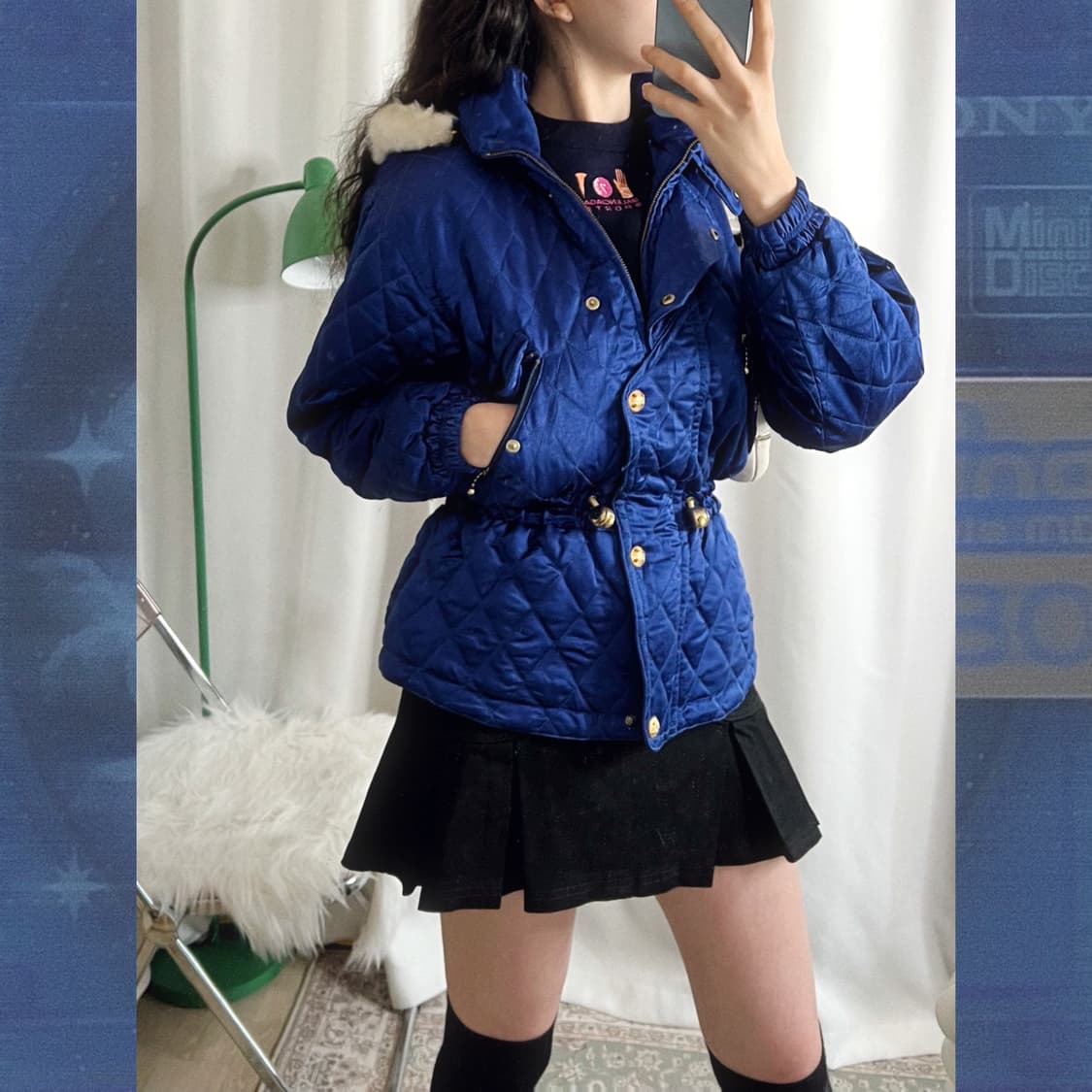 블루 퀼팅 숏 패딩 자켓 상품이미지6