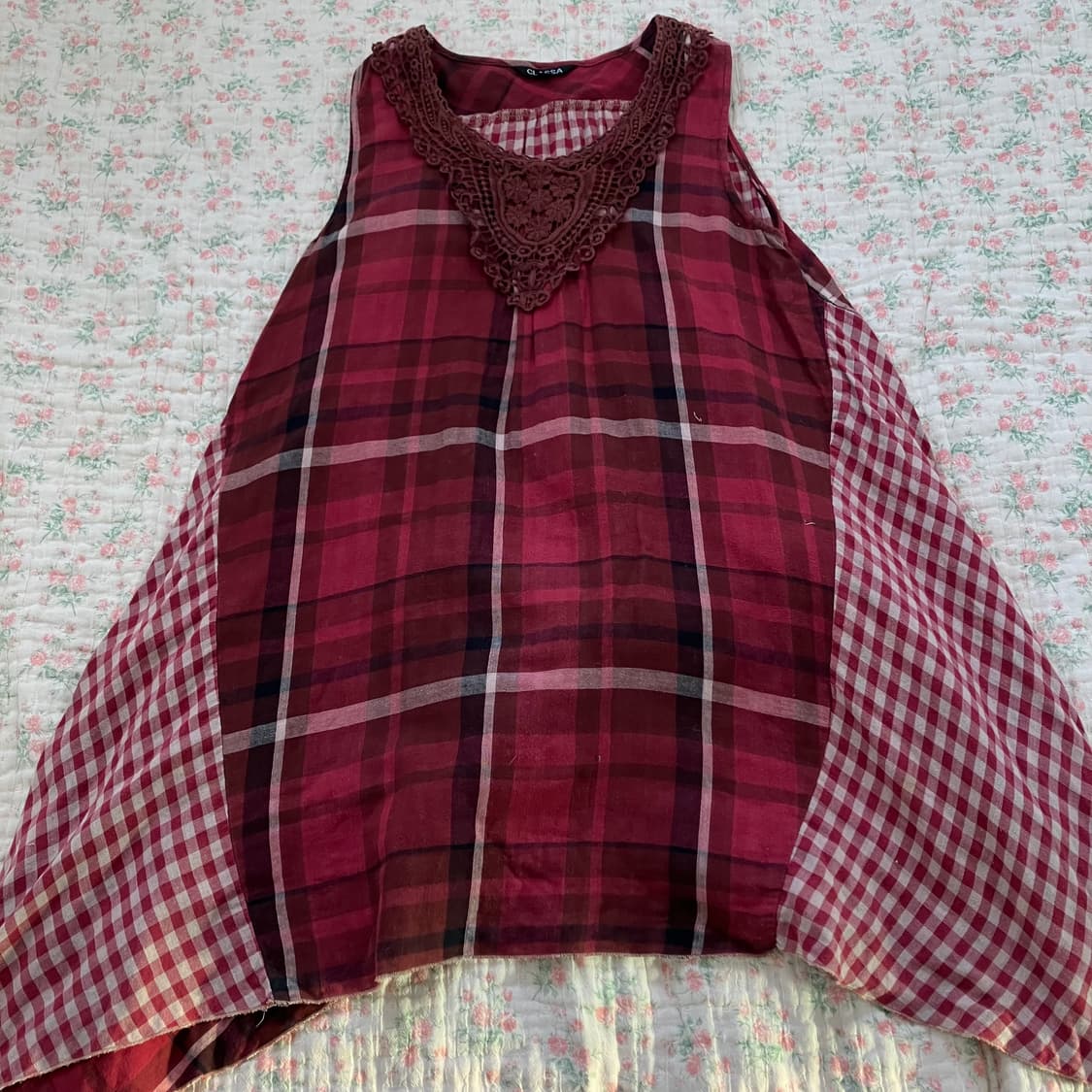 빈티지 모리 레드 레이스 체크 원피스 954 y2k 스트릿 갸루 펑키 일 상품이미지2