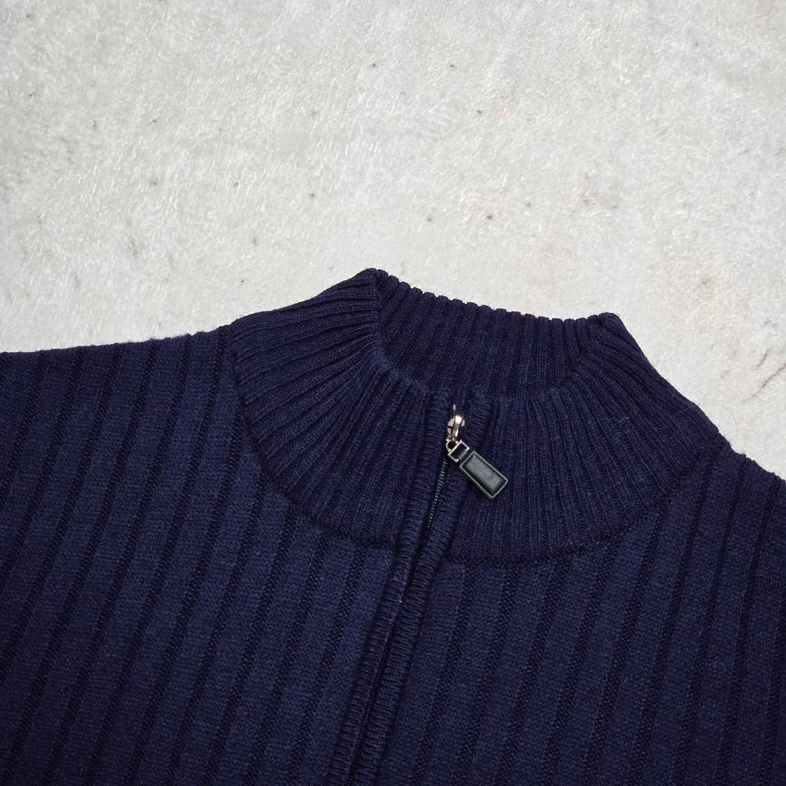 네이비 화이트 투라인 니트 집업 상품이미지2