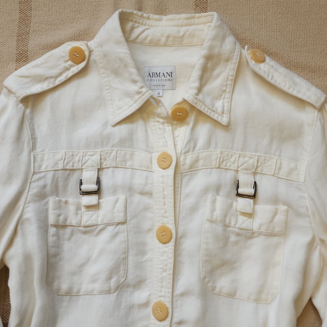 00년대 아르마니 꼴레지오니 화이트 사파리 린넨 자켓 42 상품이미지4