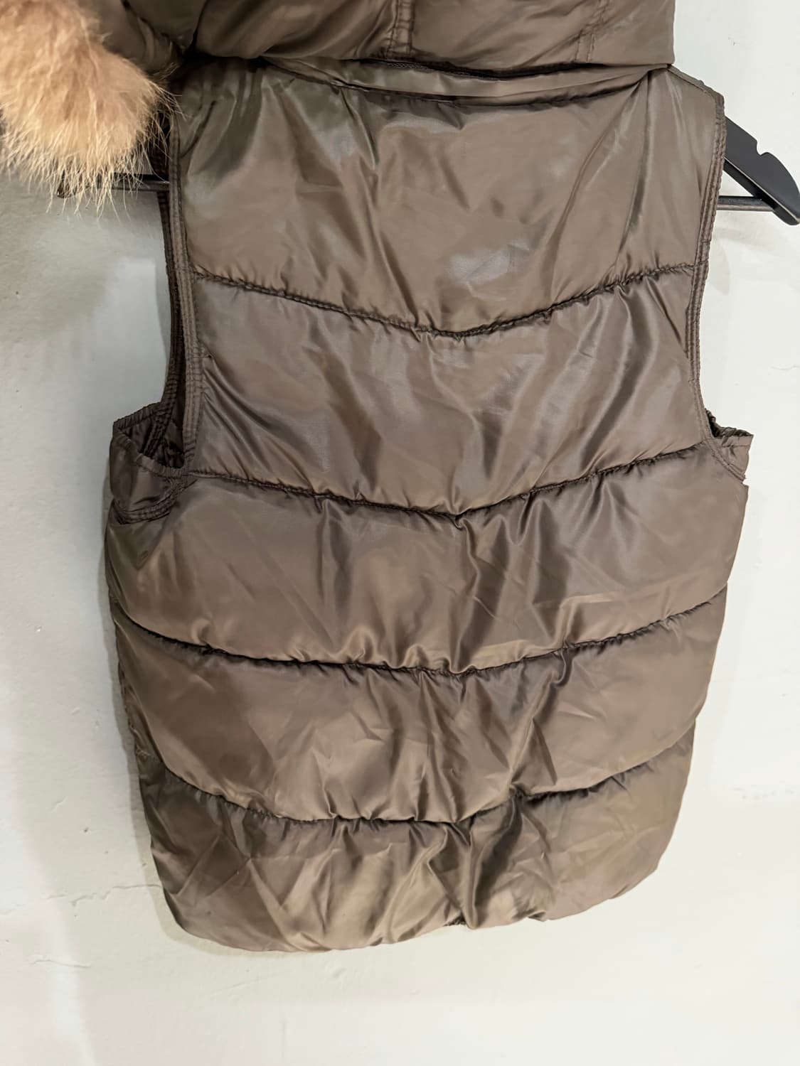 brown fur trimming point padding vest 상품이미지9