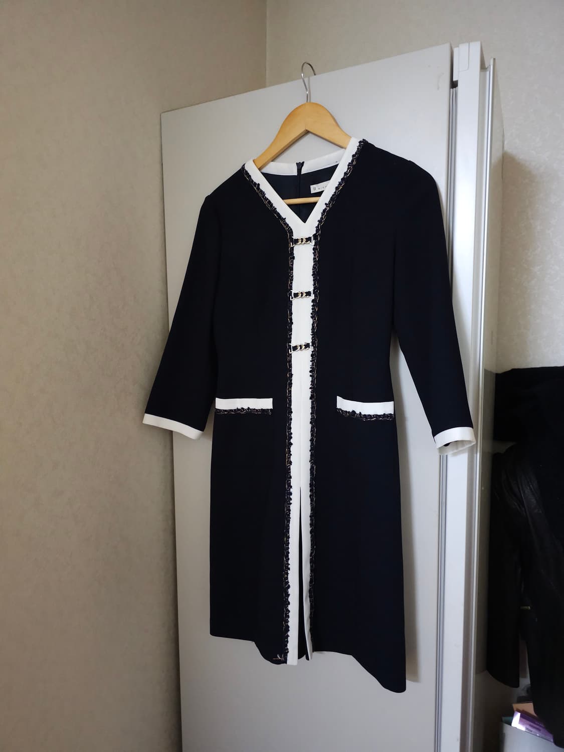 잇미샤 네이비 앤 화이트 배색 원피스 상품이미지1