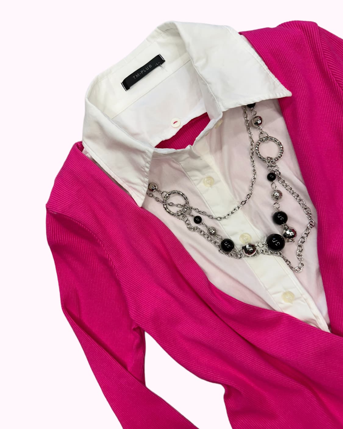 pink necklace layered blouse 상품이미지2