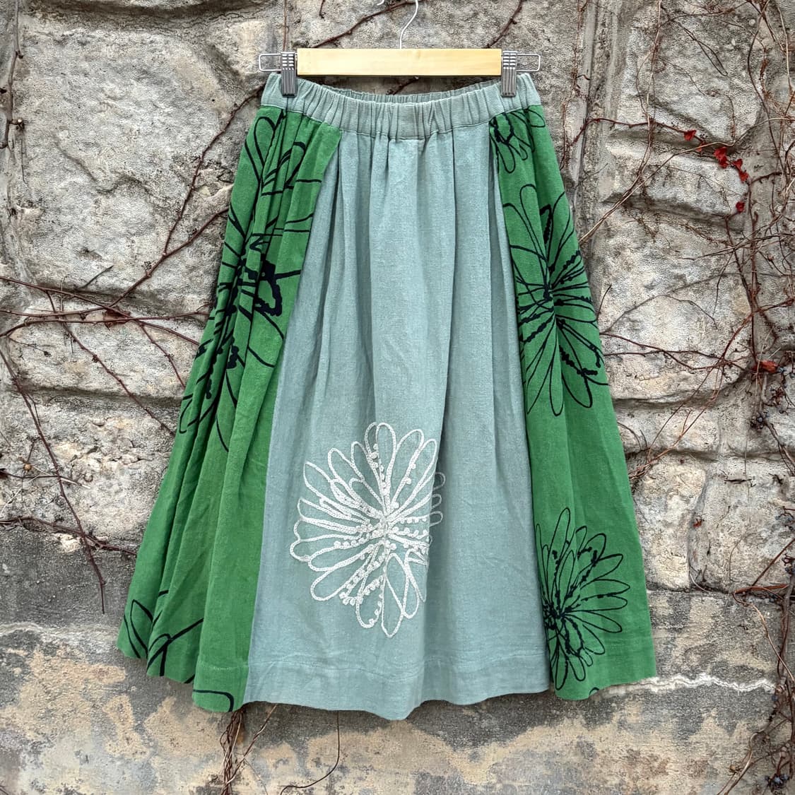 빈티지 보헤미안 모리 자수 롱 플레어 스커트 인도 상품이미지1