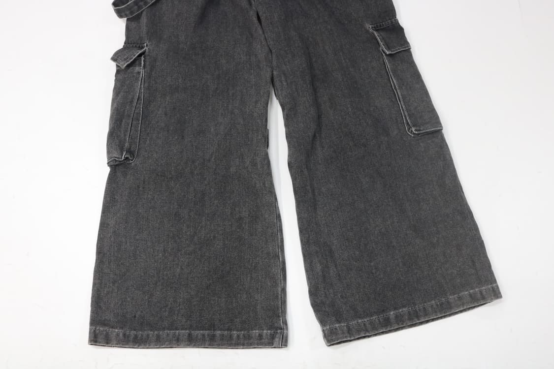 빈티지 블랙 워싱 멀티 스트랩 카고 와이드 데님 팬츠 상품이미지8