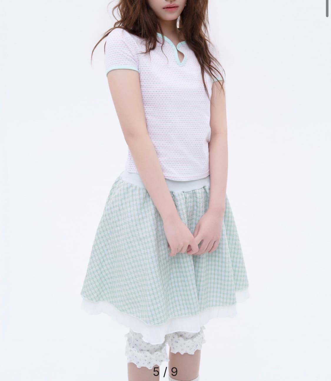 소노노모리 BUTTON LAYERED MIDI SKIRT , MINT 상품이미지2