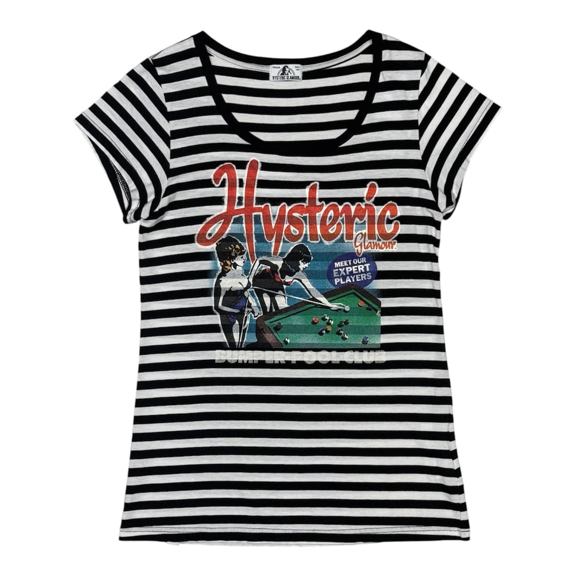 히스테릭 글래머 스트라이프 당구 치는 히스걸 반팔 티셔츠 상품이미지1