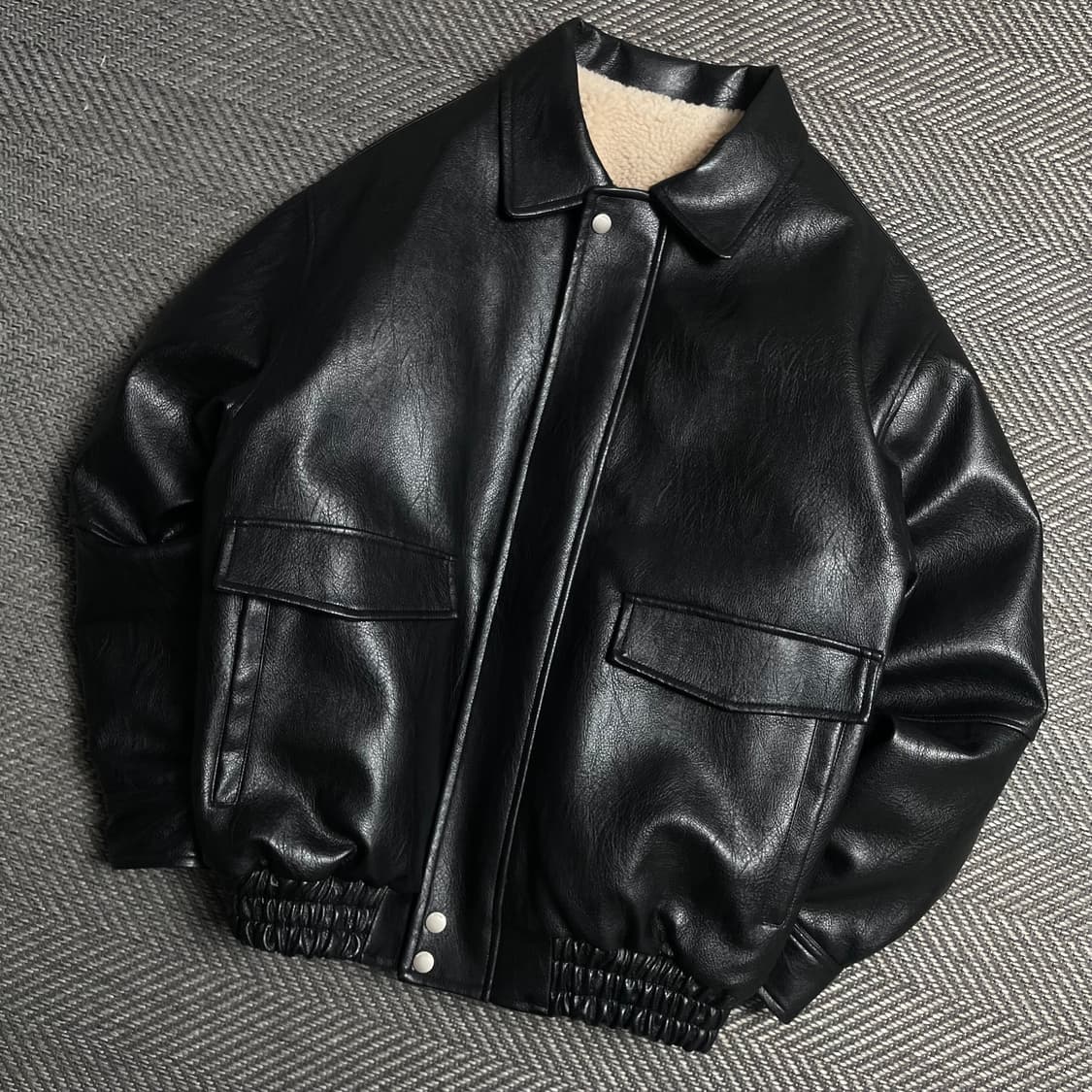 라퍼지 스토어 미니멀 봄버 레더 자켓y 5390 상품이미지1