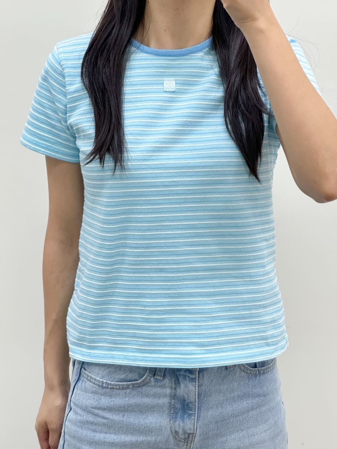 courreges / 꾸레쥬 스카이블루 스트라이프 반팔 티셔츠  상품이미지10