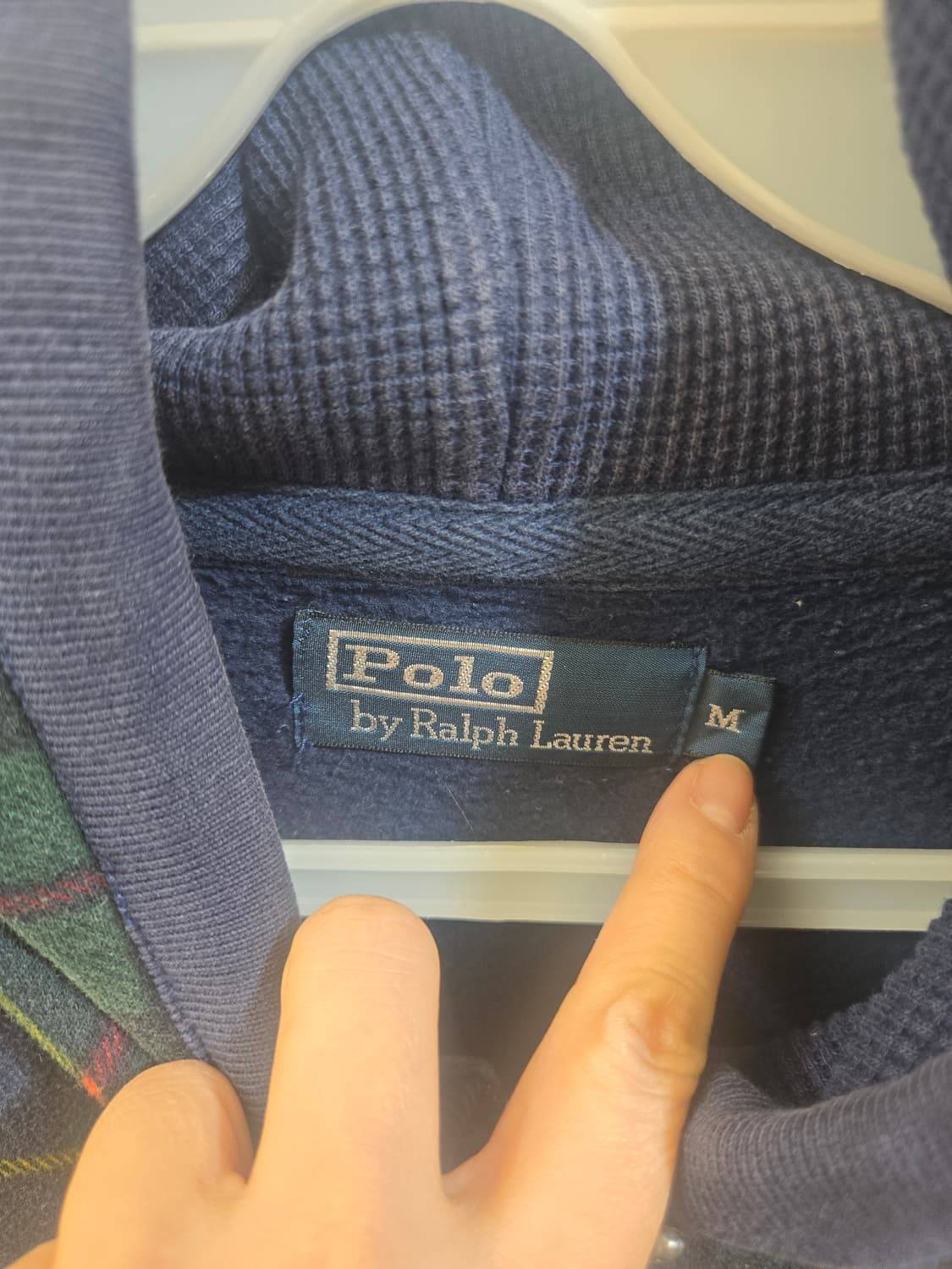 폴로 랄프로렌 타탄 체크 후드집업 M 상품이미지3