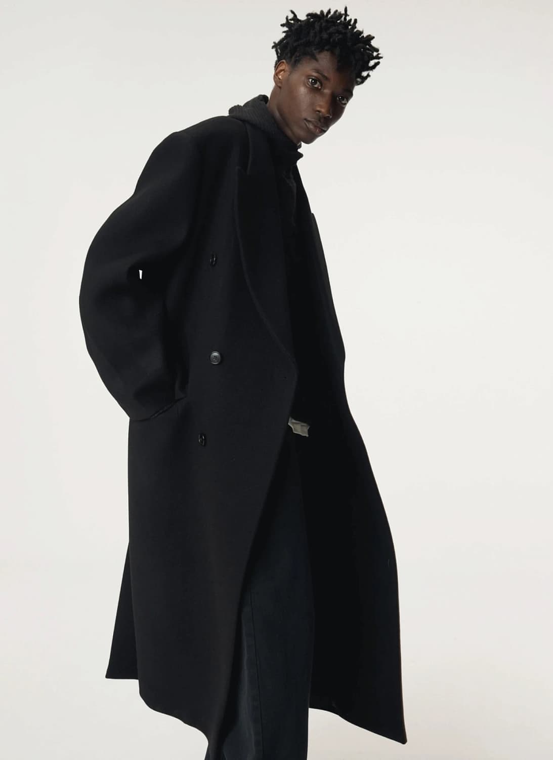 [XL] 렉토 25FW 클래식 더블 코트 블랙 상품이미지5