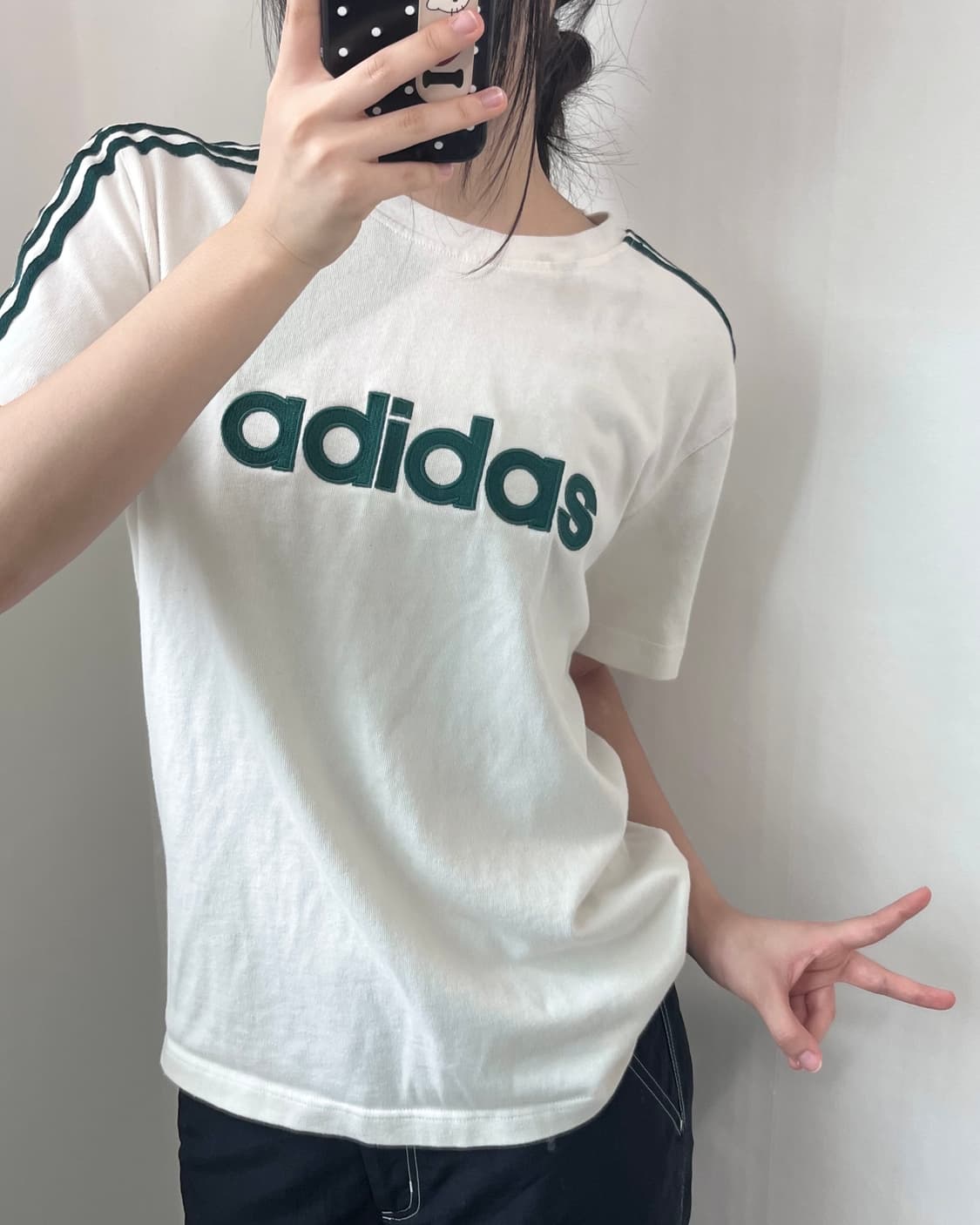 Adidas 아디다스 아이보리-그린 티셔츠 상품이미지1