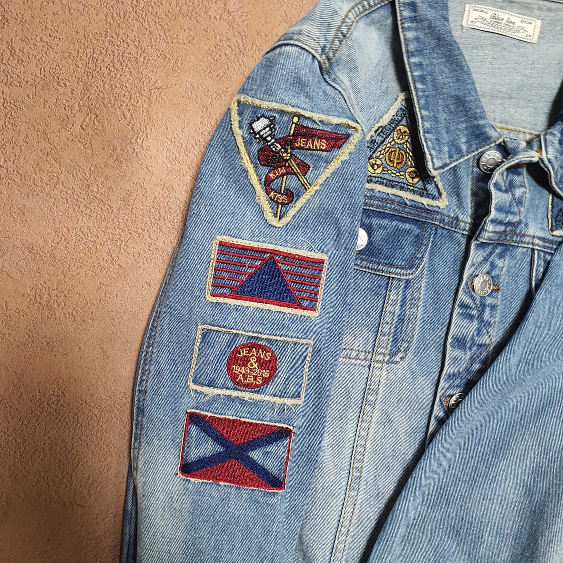 ✨ (바배) 빈티지 와펜 패치워크 데님 자켓  상품이미지3