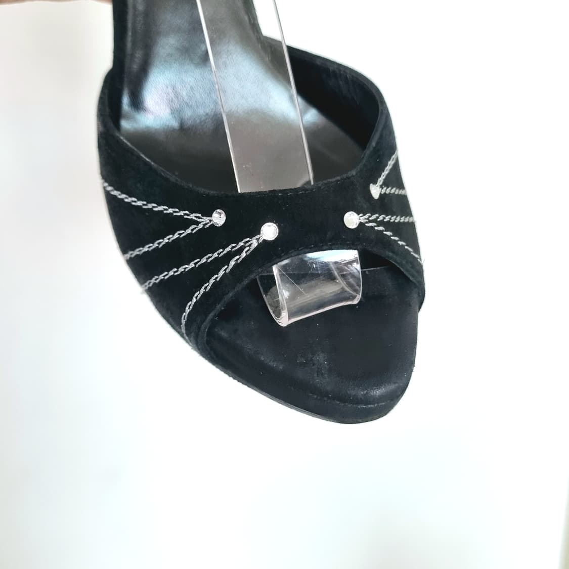 디올 구두 하이힐 오픈토힐 스웨이드 은사띠 큐빅 슈즈 (225/35.5) 상품이미지7