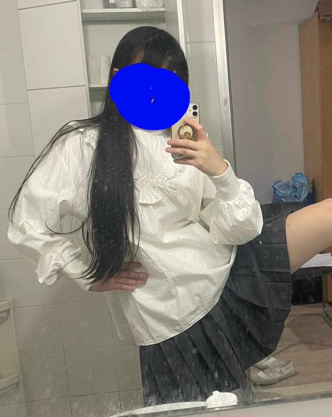 뒷트임 리본 프릴 블라우스 상품이미지3