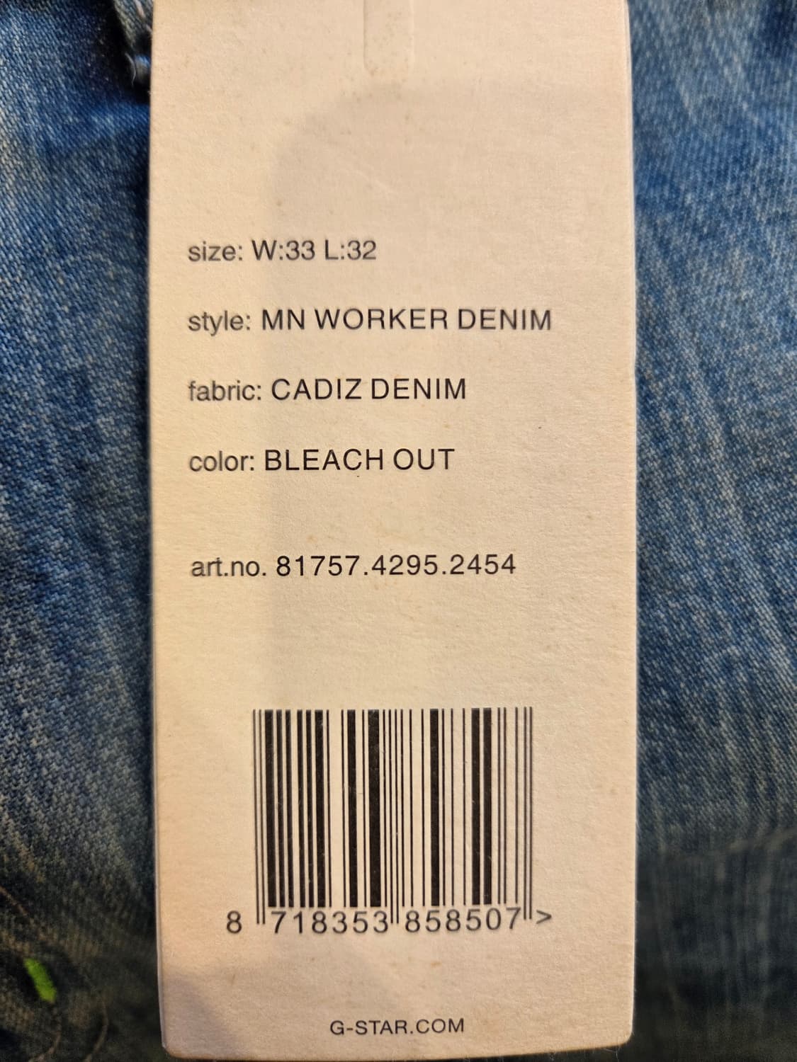 G-STAR데님 워싱 청바지(W33/L32) 상품이미지6