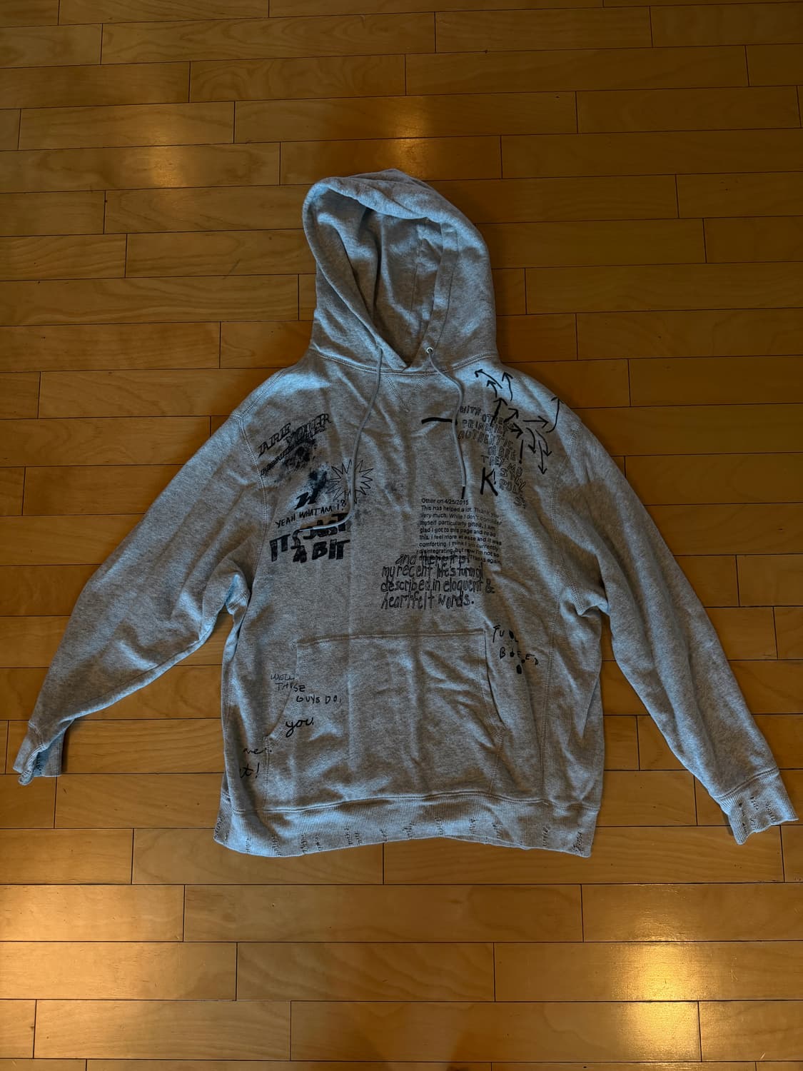 R 13 그레이 두들 후드티 상품이미지3