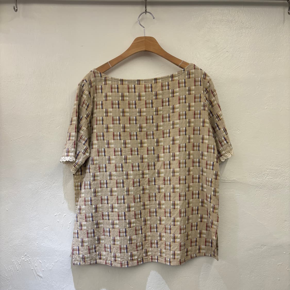 체크 패턴 리본 블라우스 상품이미지2