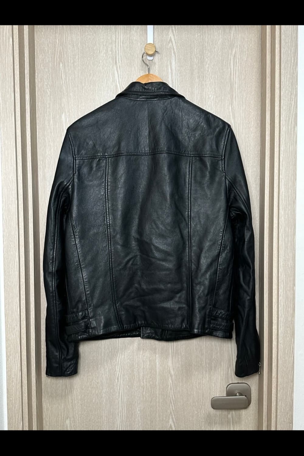 새상품급)올세인츠 램스킨 바이커자켓M/블랙 상품이미지4