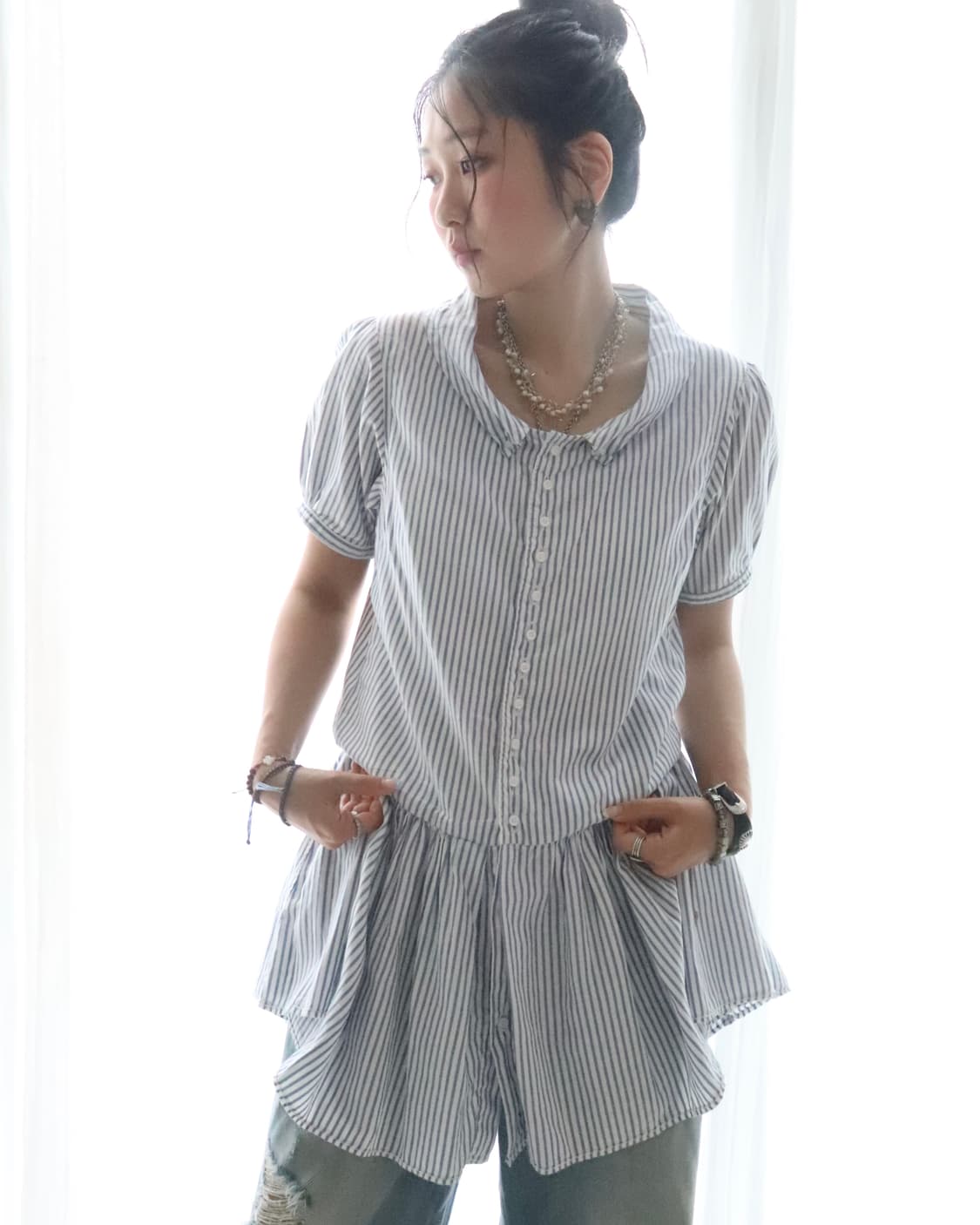 [Kapital] Blue Stripe Tunic Blouse 상품이미지2