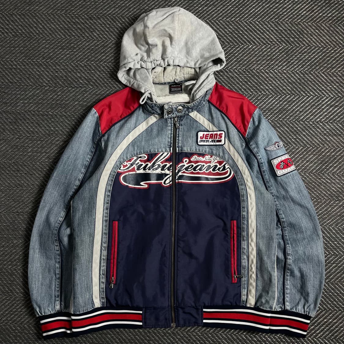00s Fubu 후부 올드스쿨 데님 믹스업 레이싱 자켓 y 5047 상품이미지2