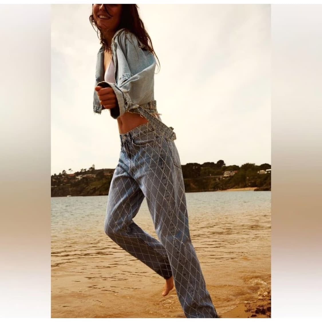 자라 TRF 와이드 레그 하이웨이스트 주얼리 상품이미지7