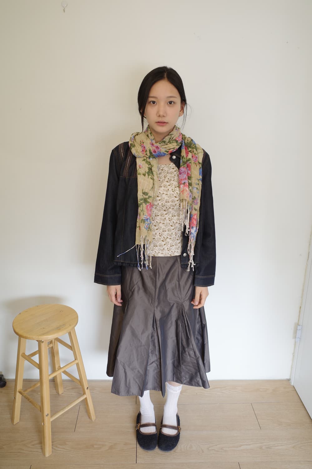 glossy pleated skirt 상품이미지1