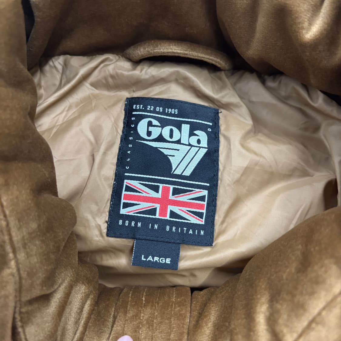 [정품/L] GOLA 골라 벨벳 다운 패딩 브라운 b15 상품이미지5