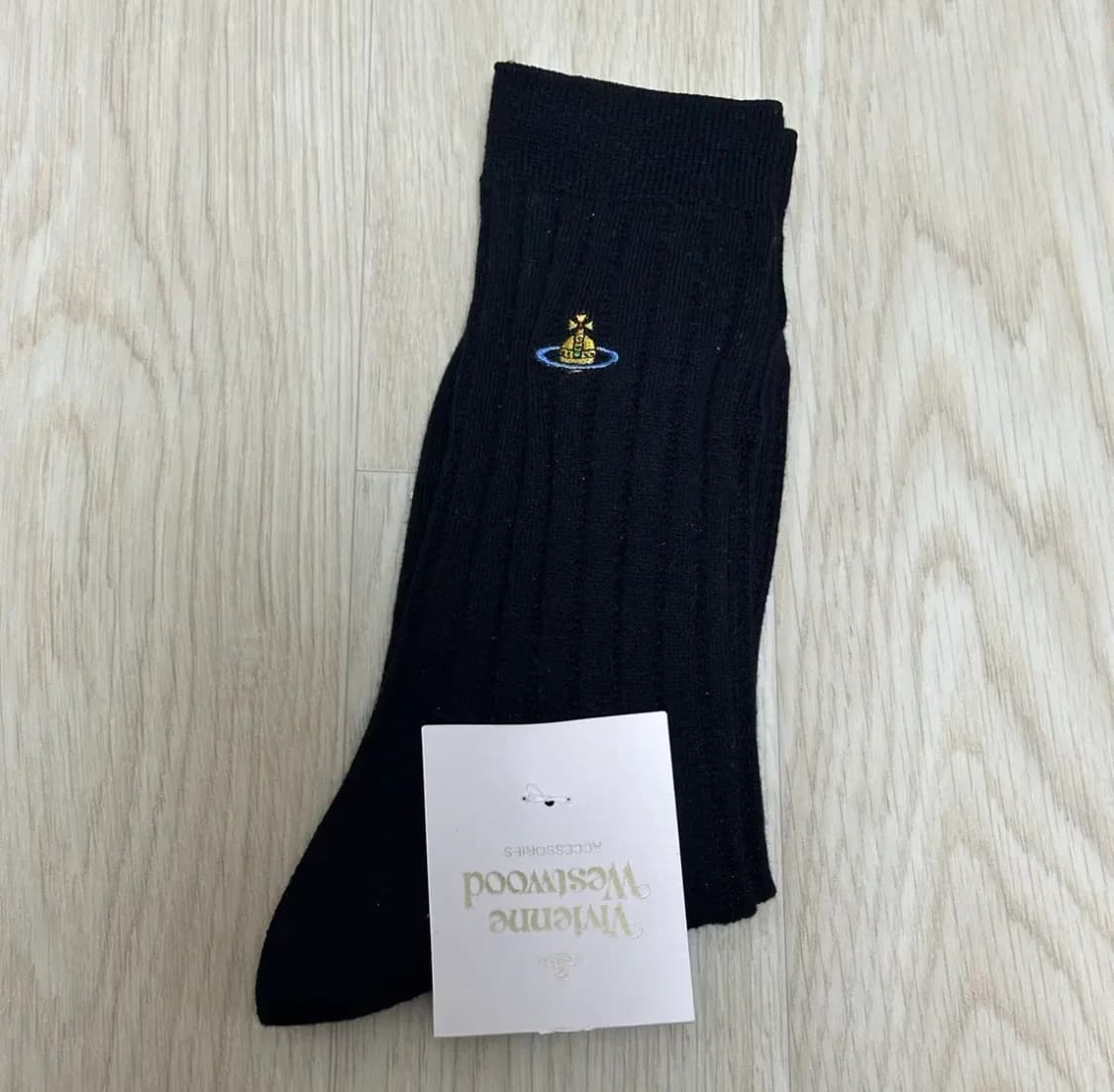 비비안웨스트우드 로고 골지 양말 블랙 새상품 상품이미지1