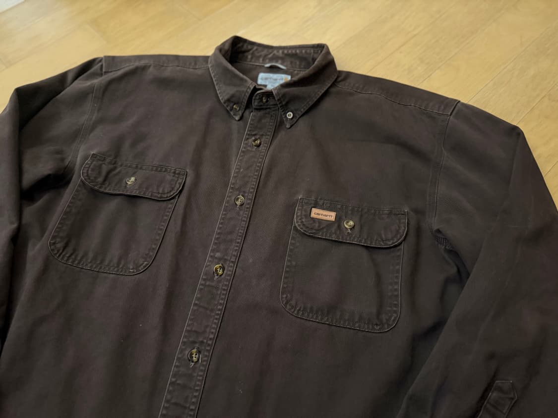 [칼하트] S09 캔버스 워크셔츠 다크 브라운 2XL (오버핏/자켓대용) 상품이미지1